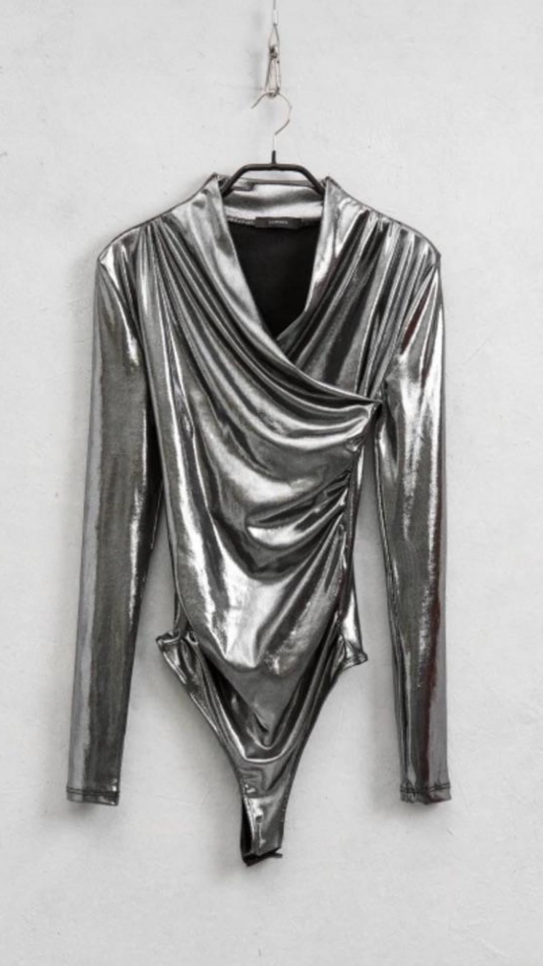 Maglia a body lucido in argento Vanchi