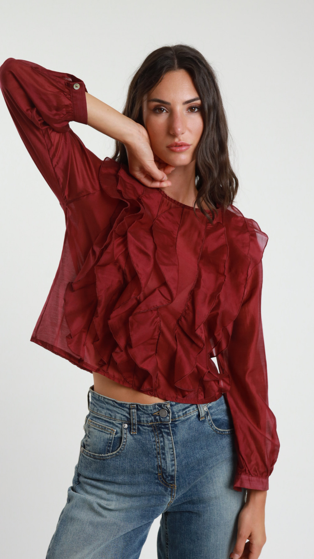 Camicia Gale con volant Vanchi