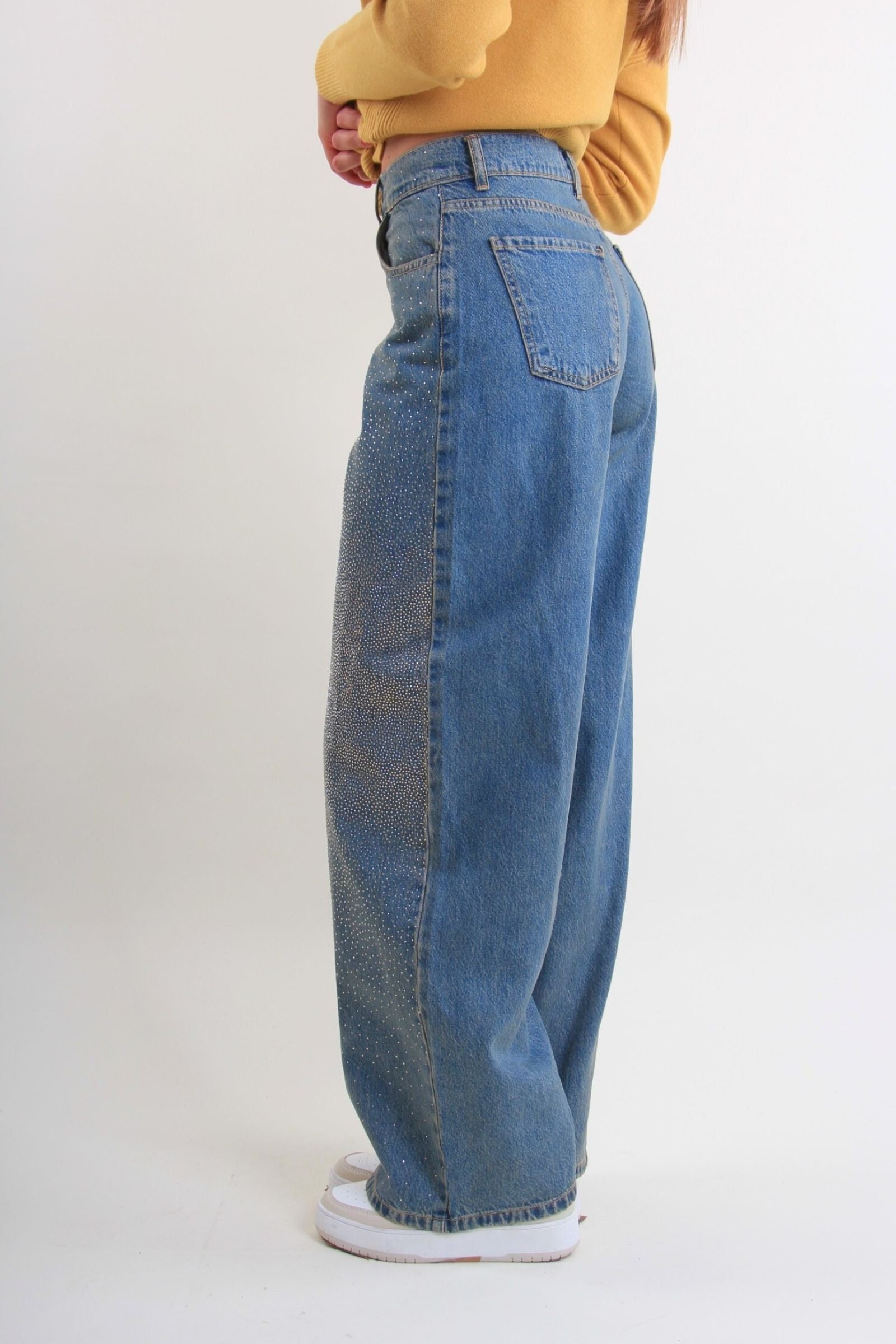 Jeans Wide-leg con strass Vanchi