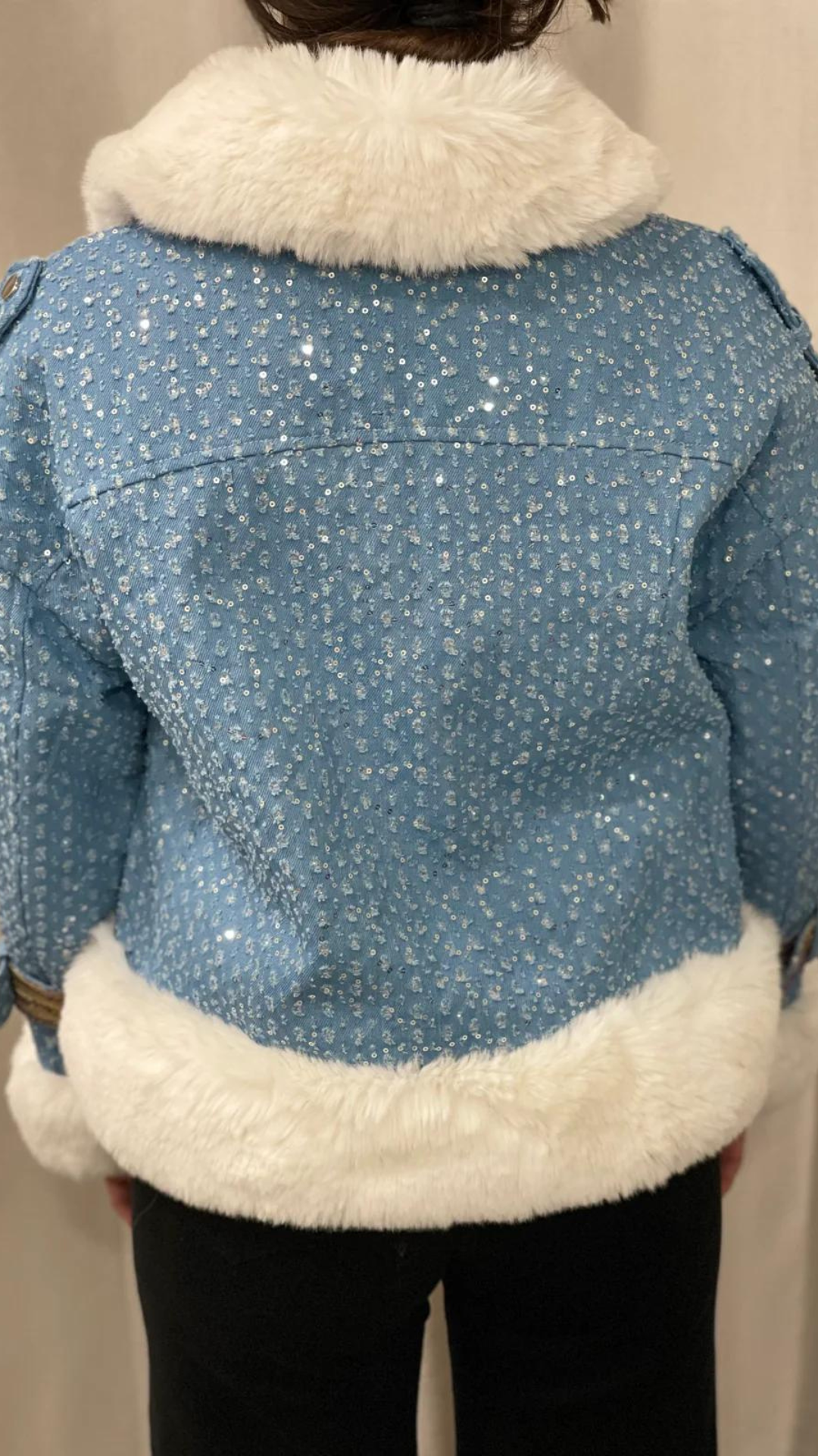 Giacca di jeans con pelliccia Vanchi