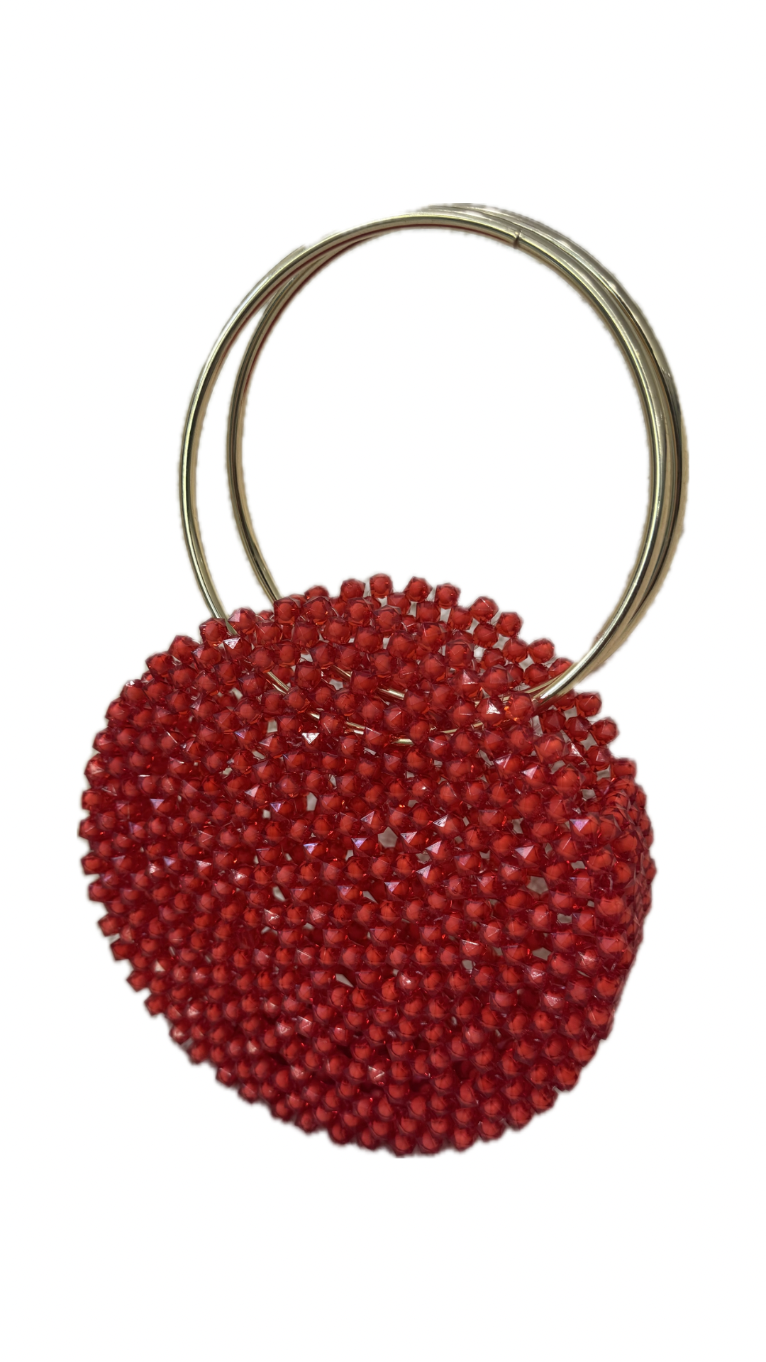 Borsa a mano rossa con perline e manico dorato – Pochette elegante da sera Vanchi