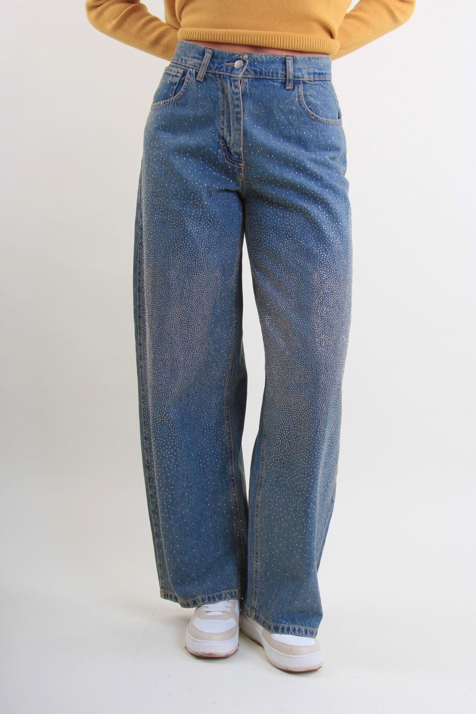 Jeans Wide-leg con strass Vanchi