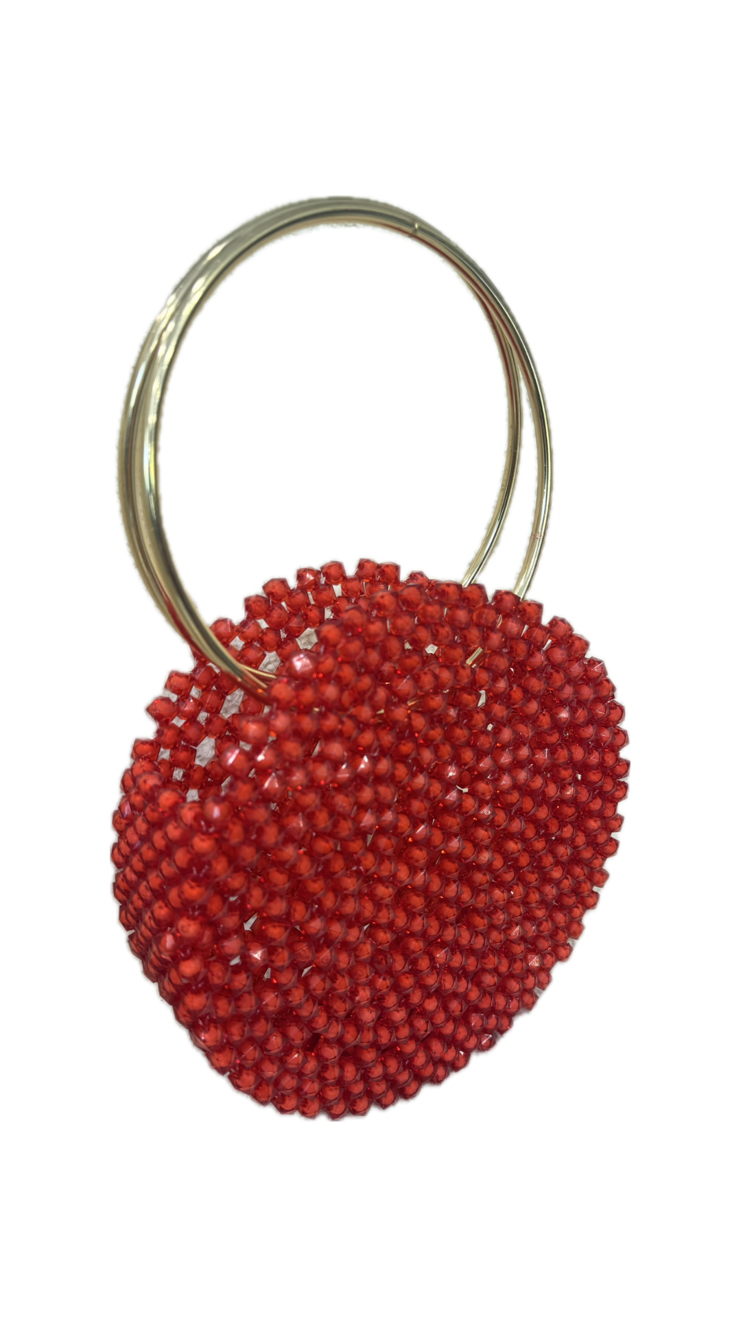 Borsa a mano rossa con perline e manico dorato – Pochette elegante da sera Vanchi