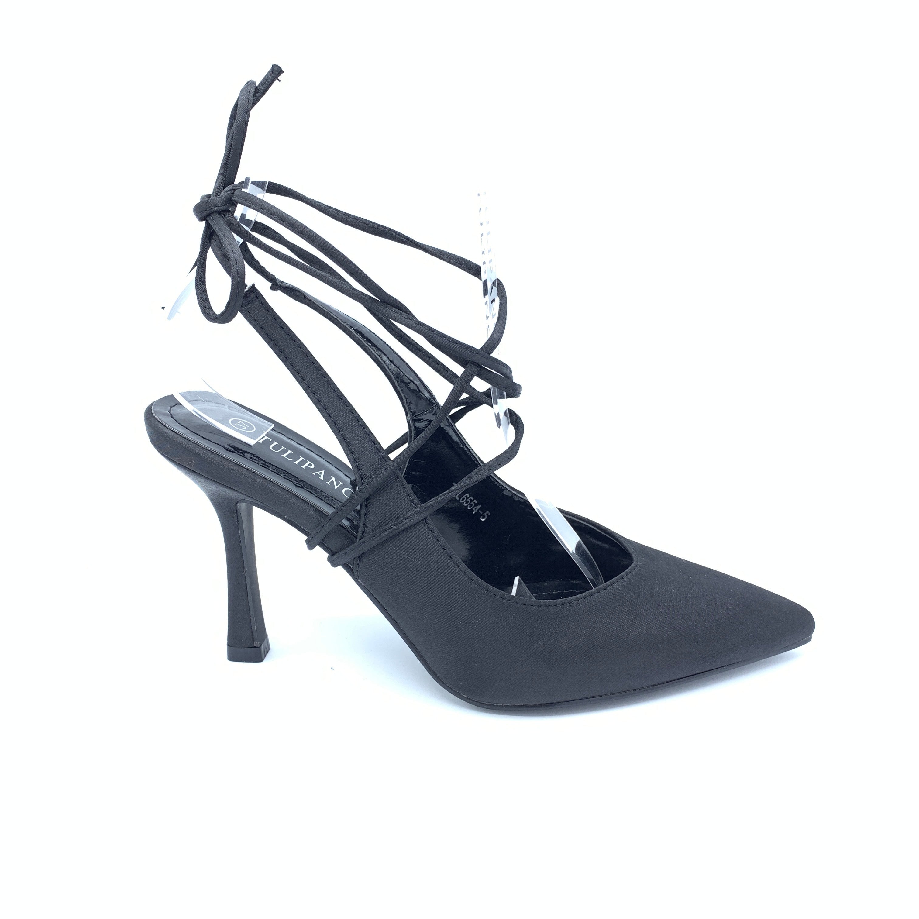 Décolleté nera con laccetti alla caviglia Vanchi