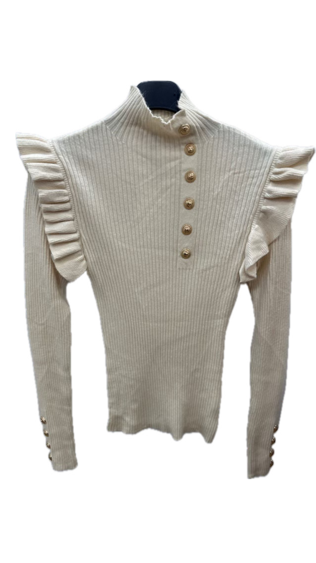 Maglia a costine con bottoni oro