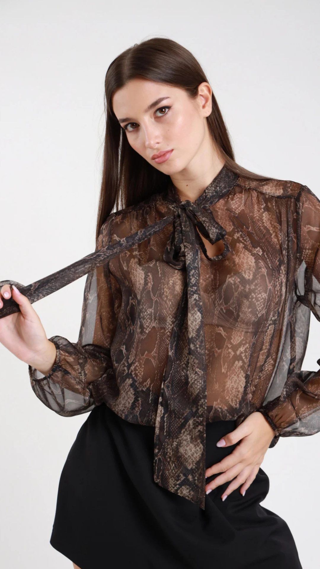 Camicia fiocco animalier Vanchi