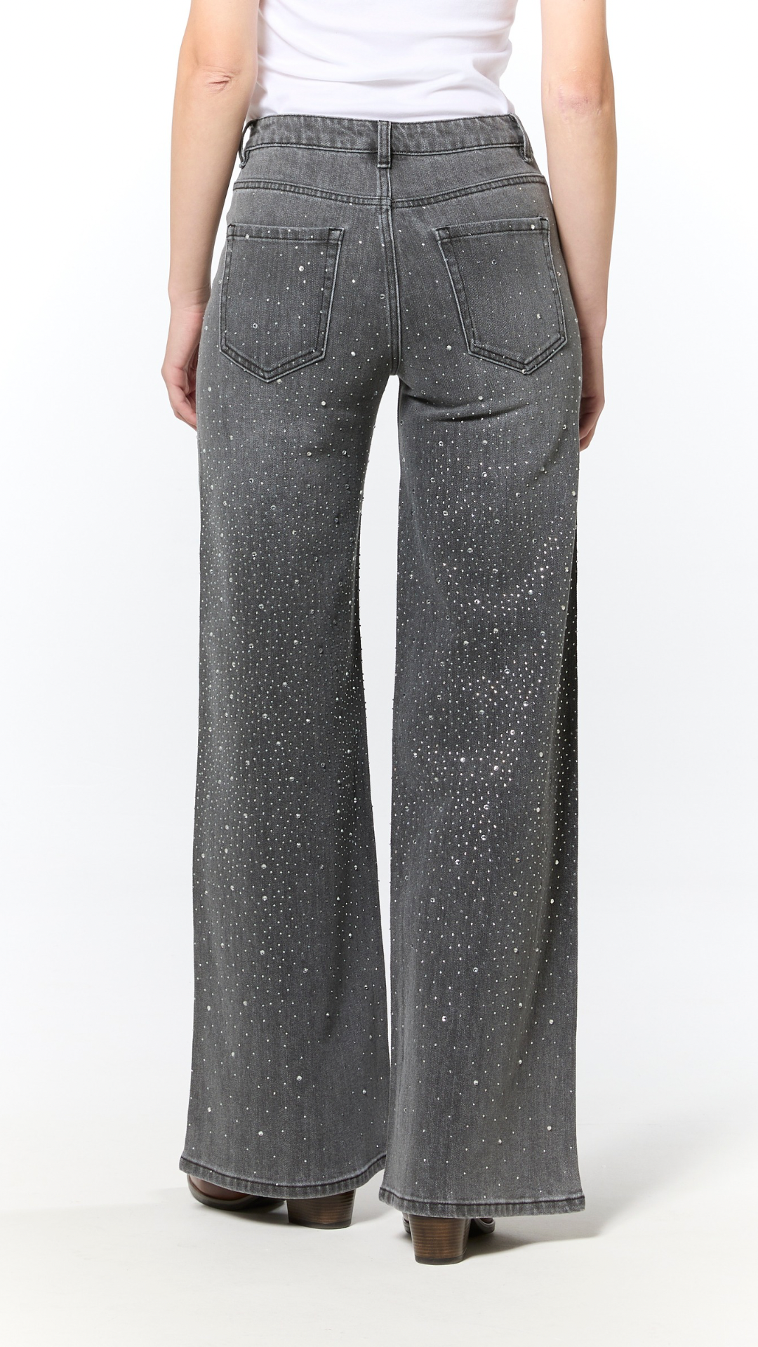 Jeans palazzo con strass