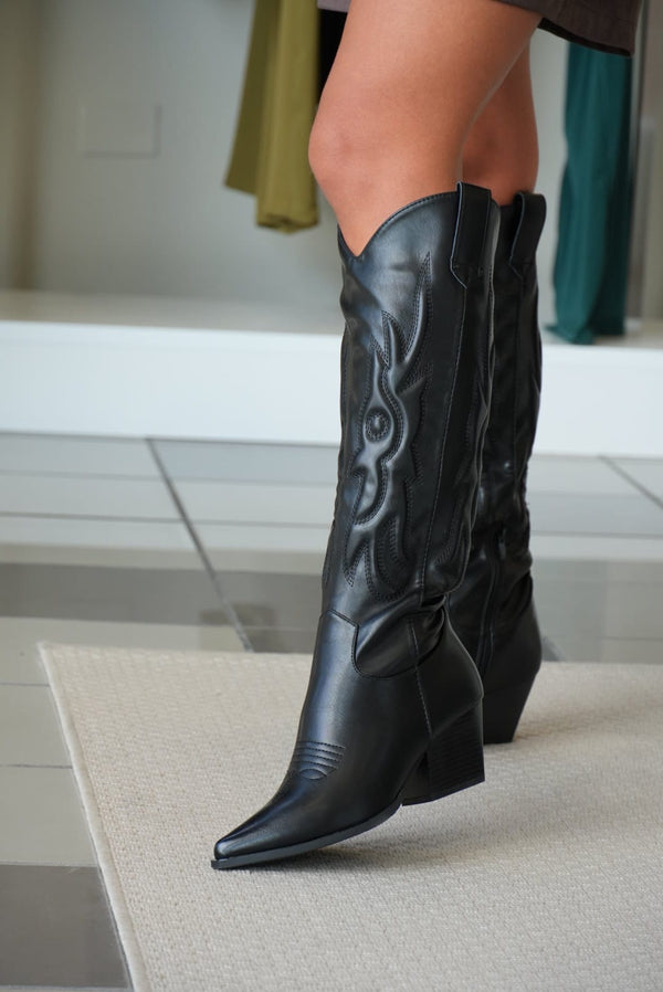 Stivali texani alti neri Vanchi