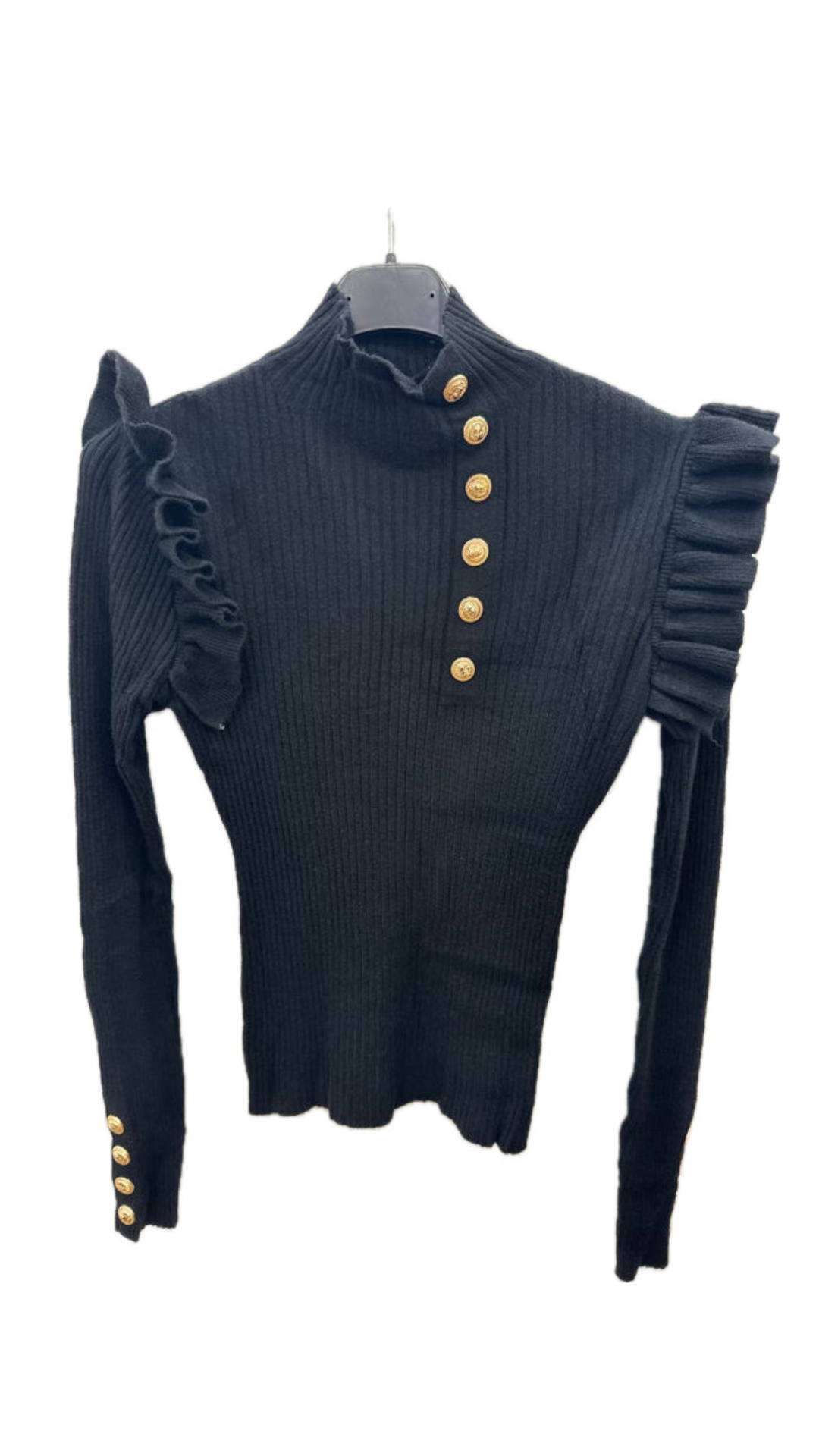 Maglia a costine con bottoni oro