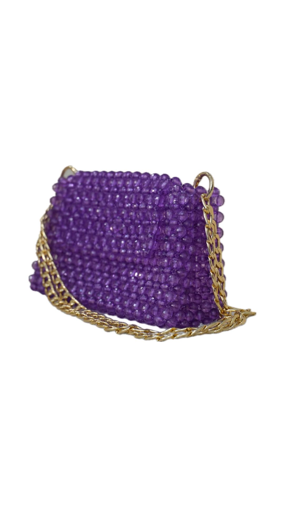 Borsa a spalla con perline di cristallo viola