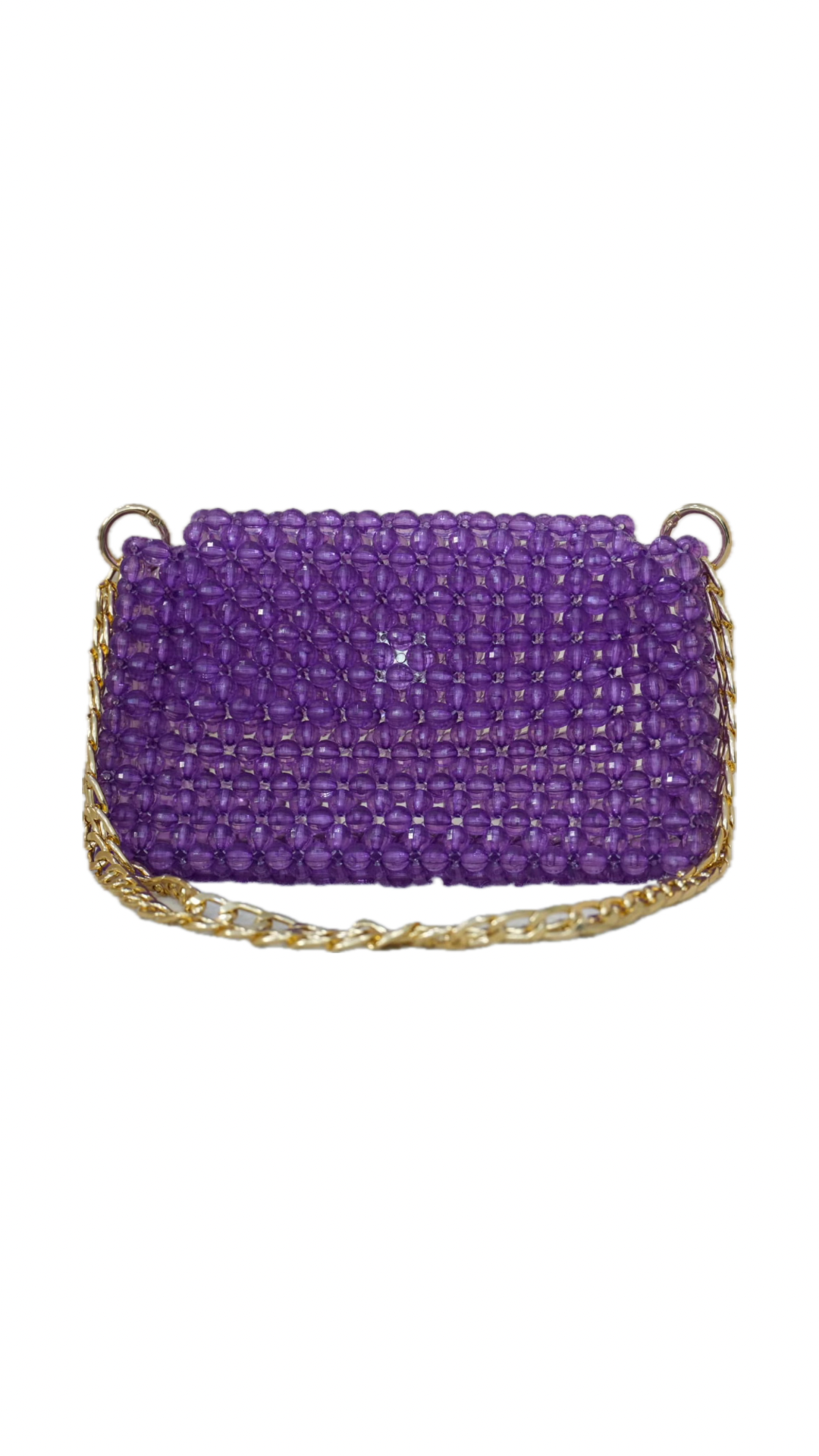 Borsa a spalla con perline di cristallo viola