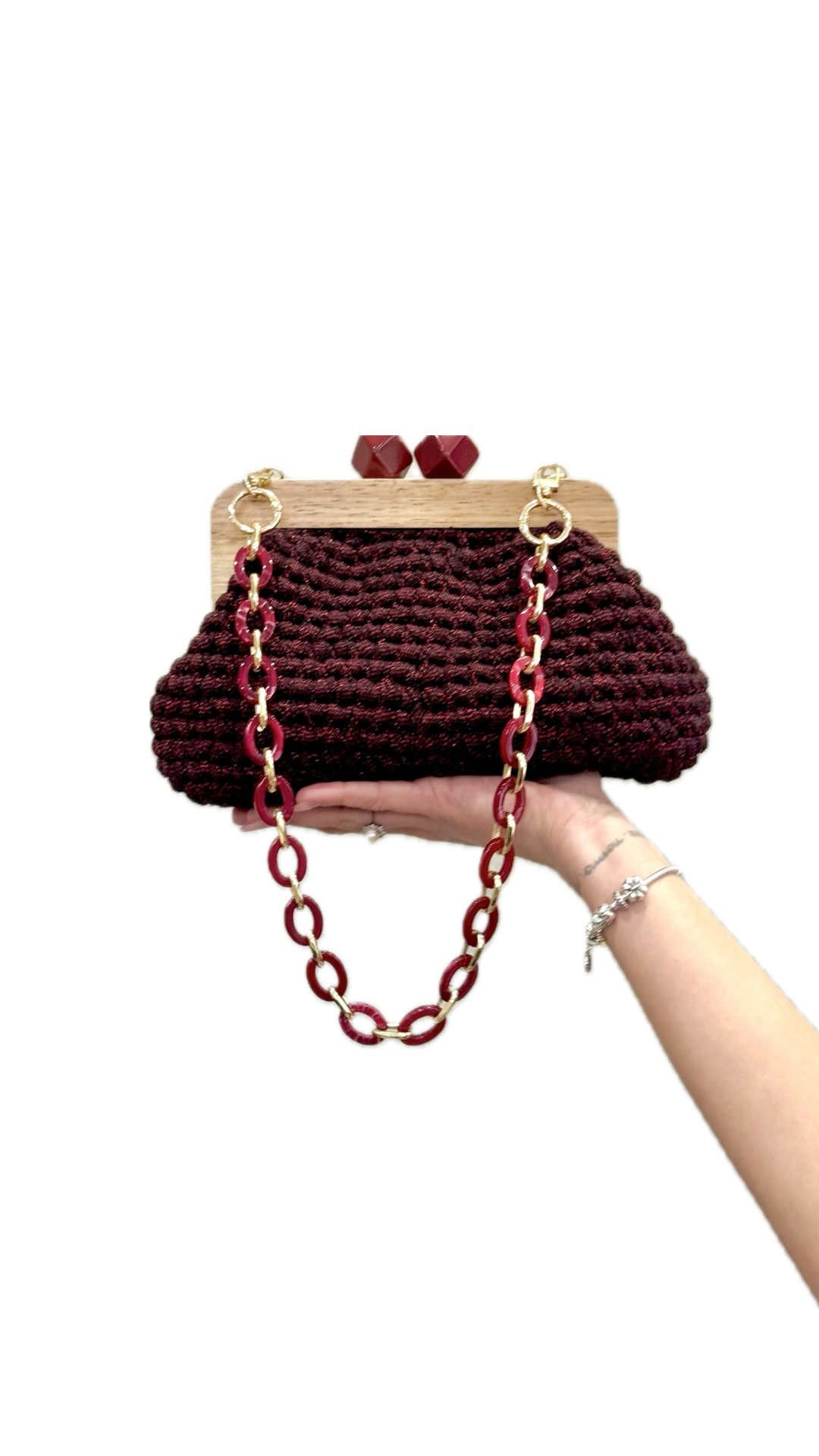 Clutch bag in lurex Ruby Glow
