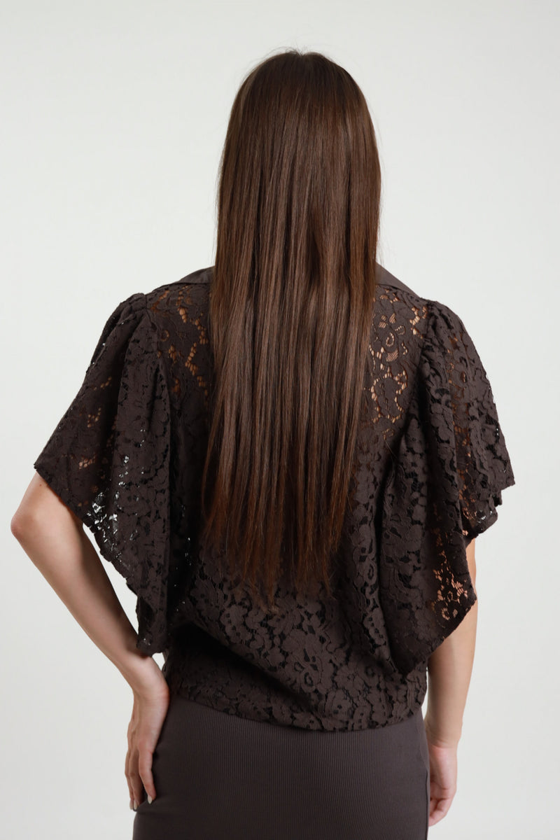 Camicia in pizzo con volant Vanchi