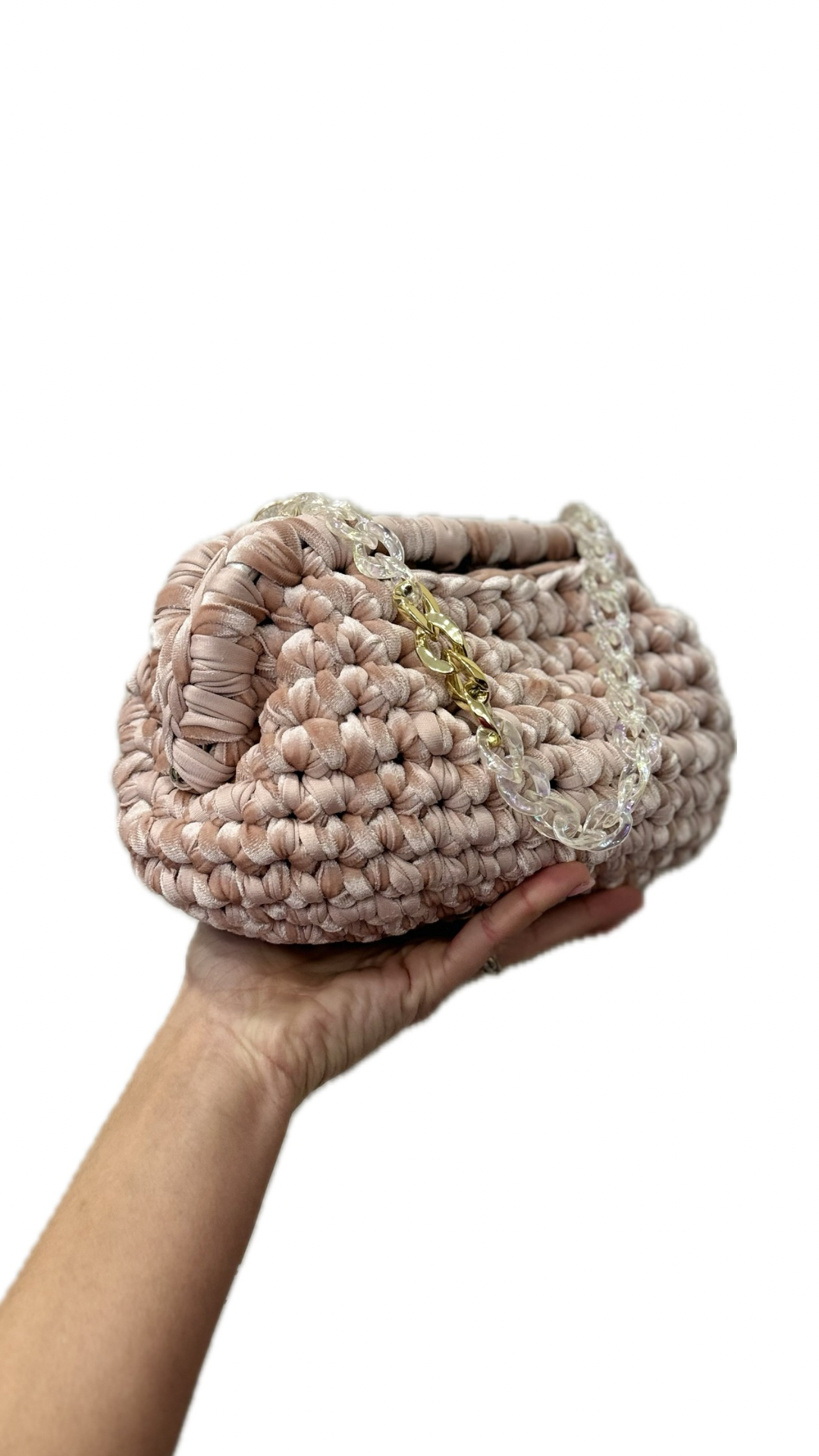 Clutch bag velluto rosa Ginevra