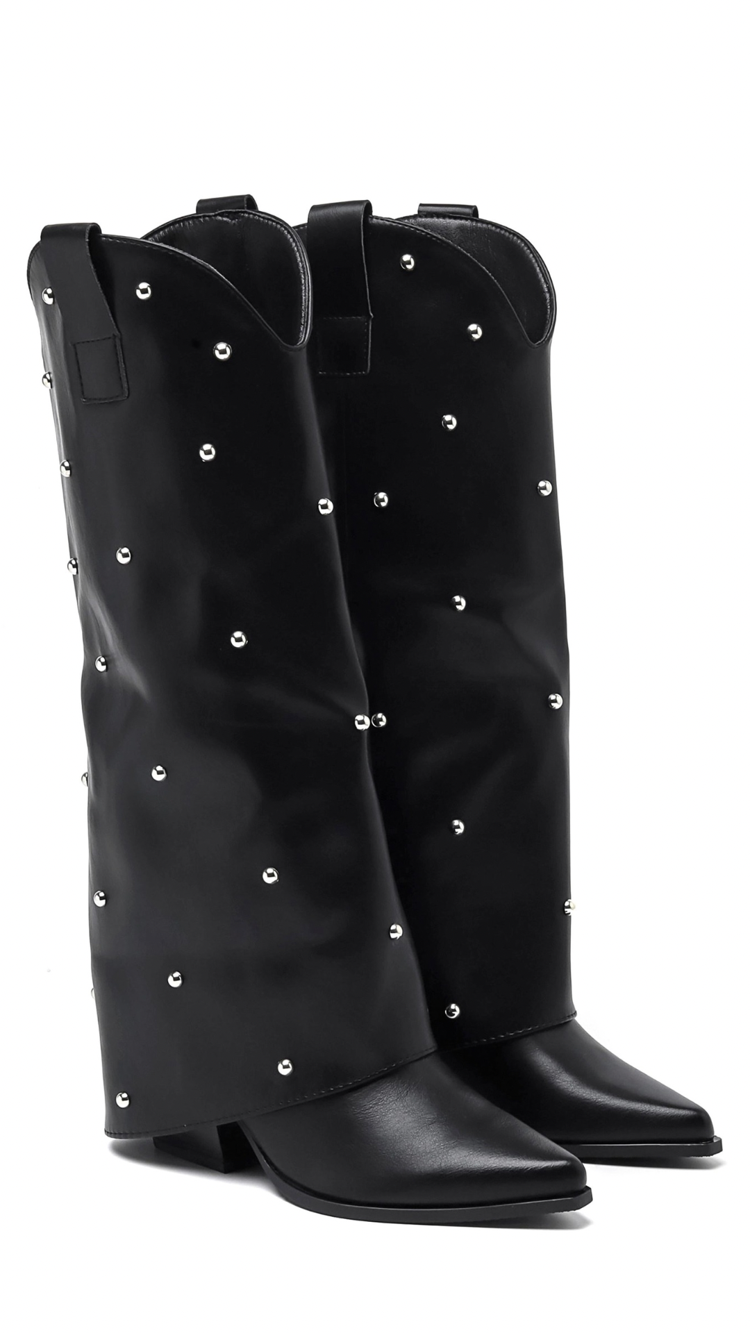 Stivali a punta con risvolto e borchie Vanchi