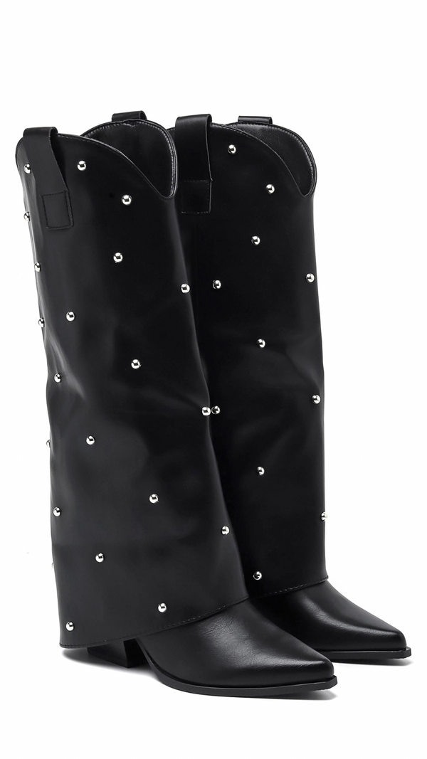 Stivali a punta con risvolto e borchie Vanchi