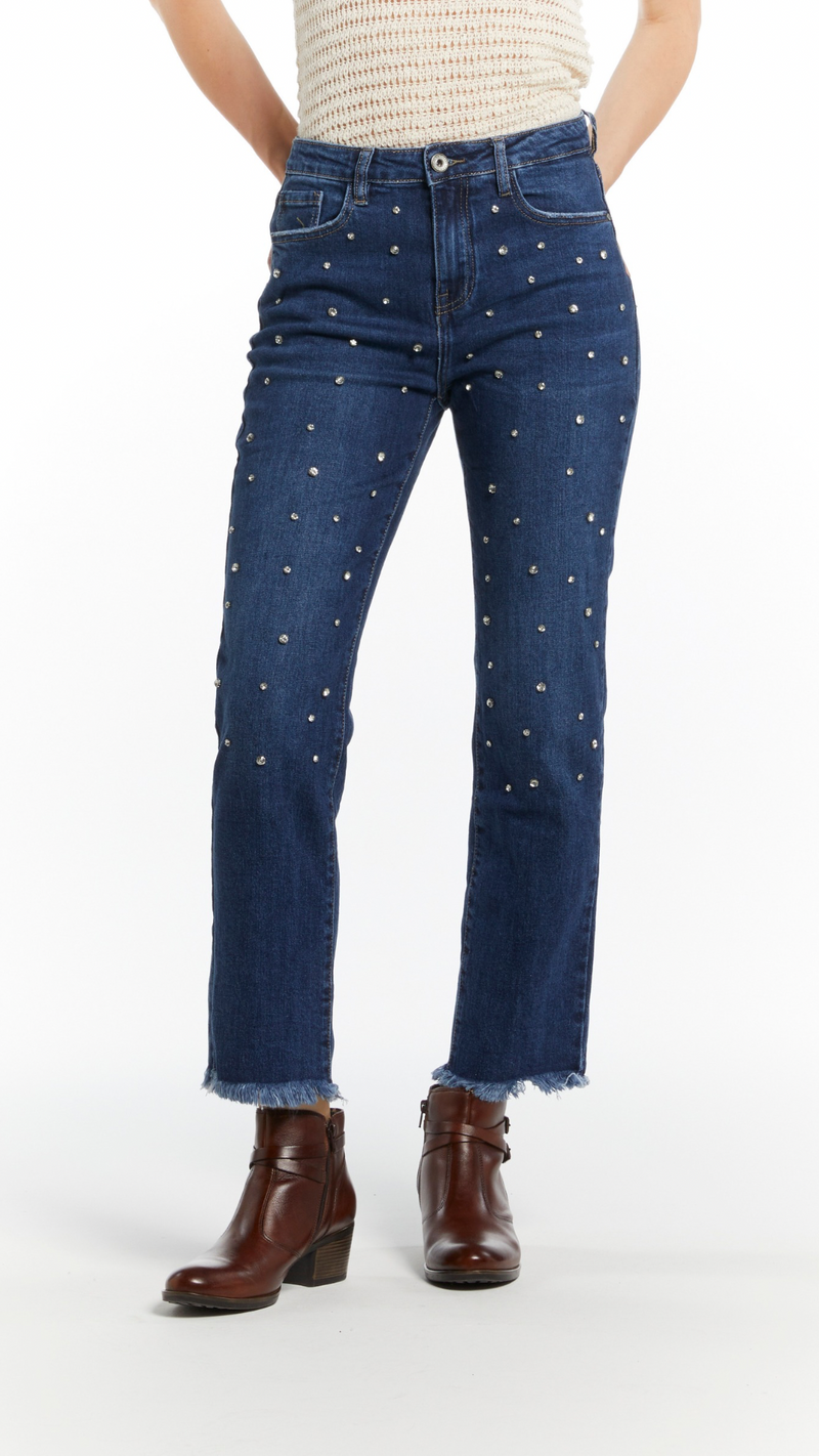 Jeans mom Fit con strass