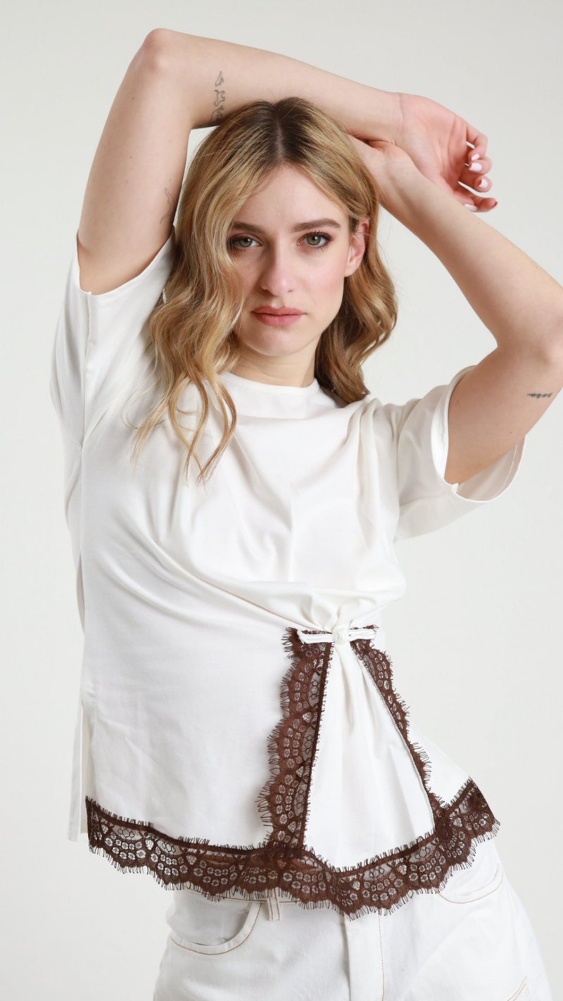 T-shirt inserto pizzo Vanchi