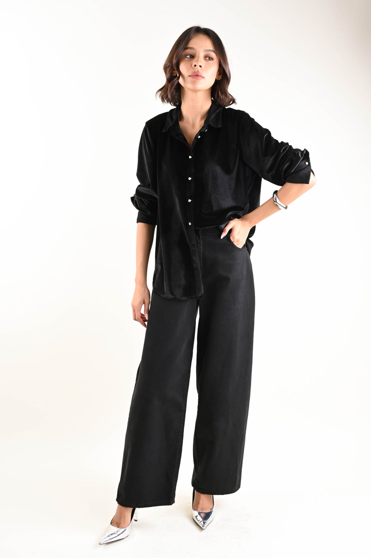 Camicia in velluto nera