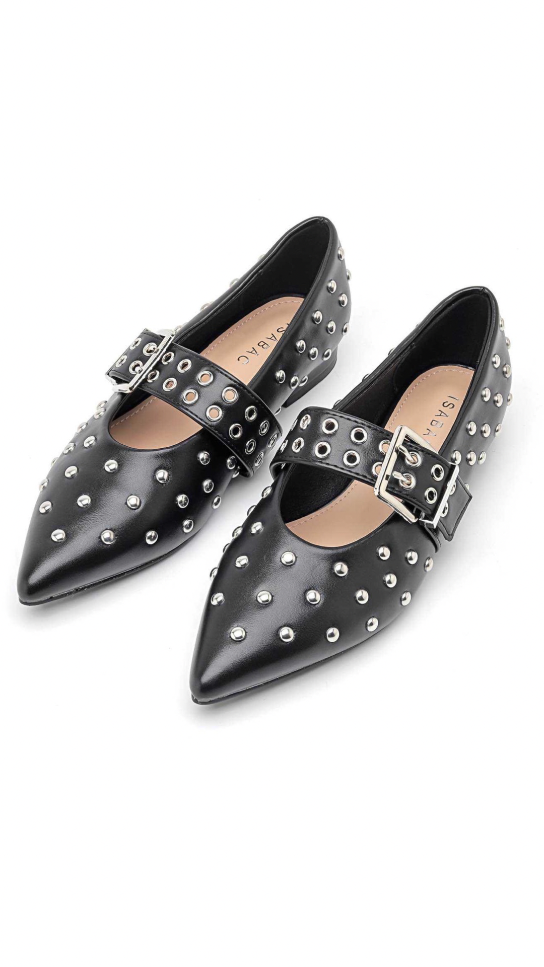 Ballerine Mary Jane a punta con borchie
