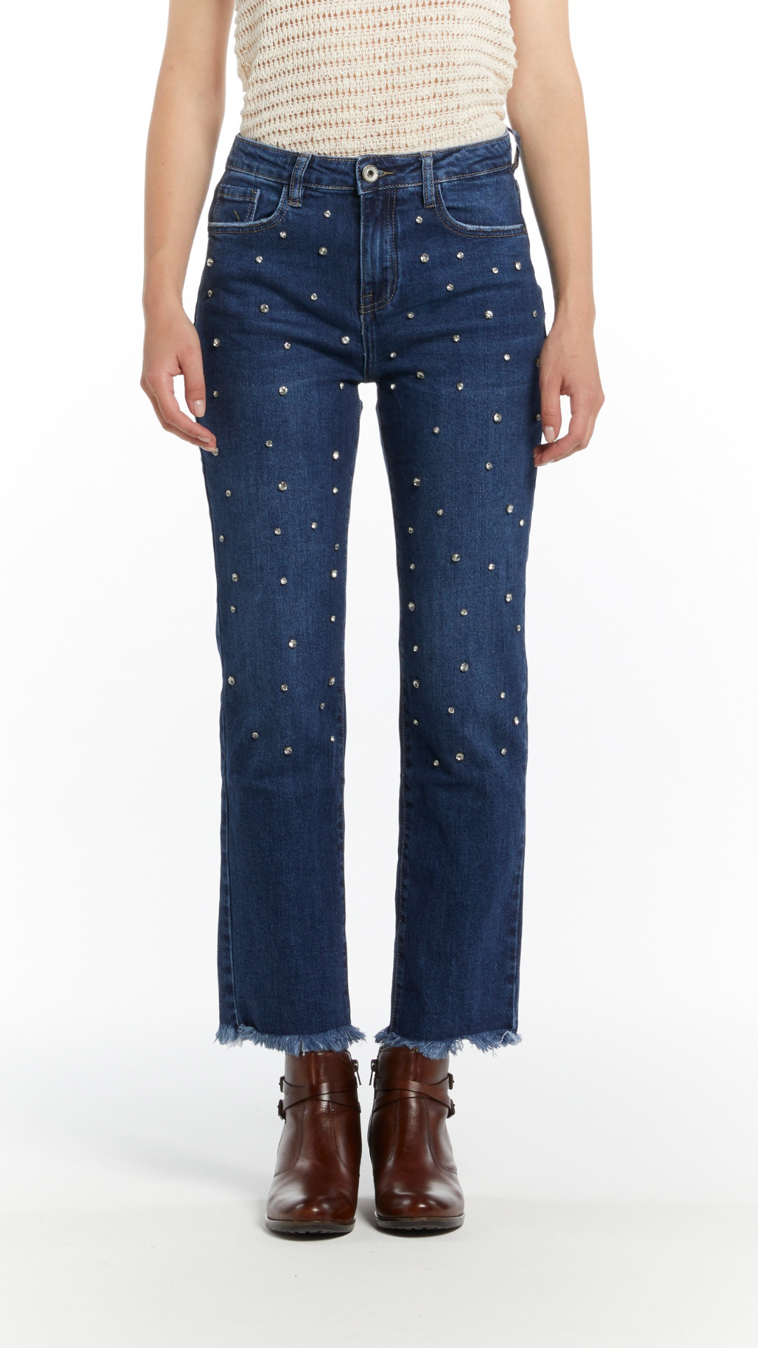 Jeans mom Fit con strass