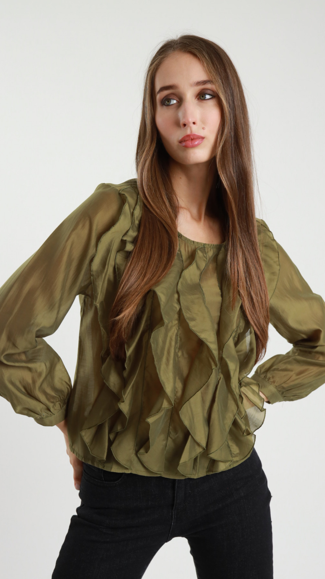 Camicia Gale con volant Vanchi