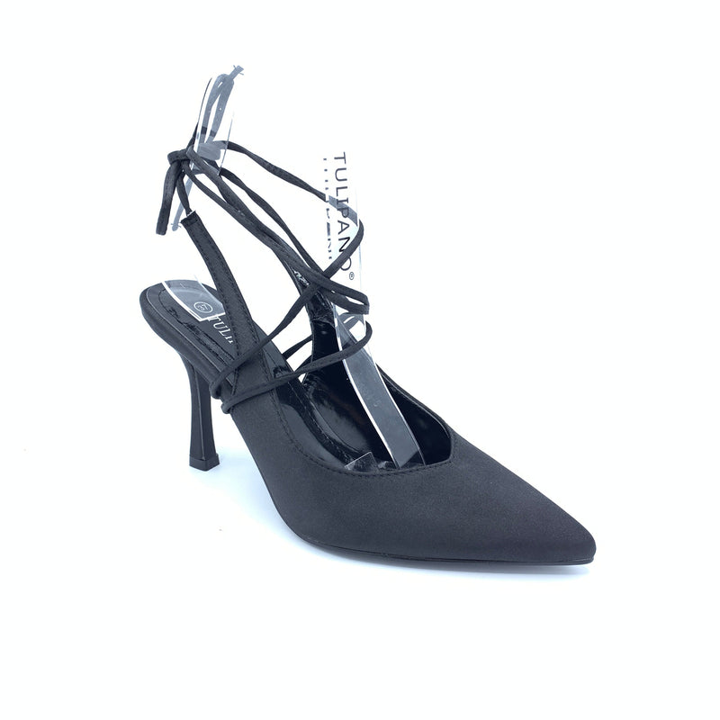 Décolleté nera con laccetti alla caviglia Vanchi