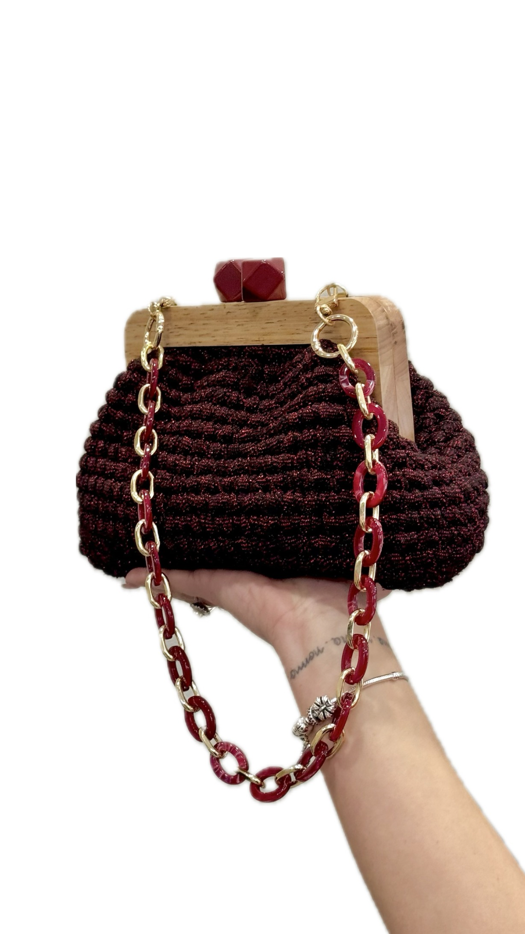 Clutch bag in lurex Ruby Glow