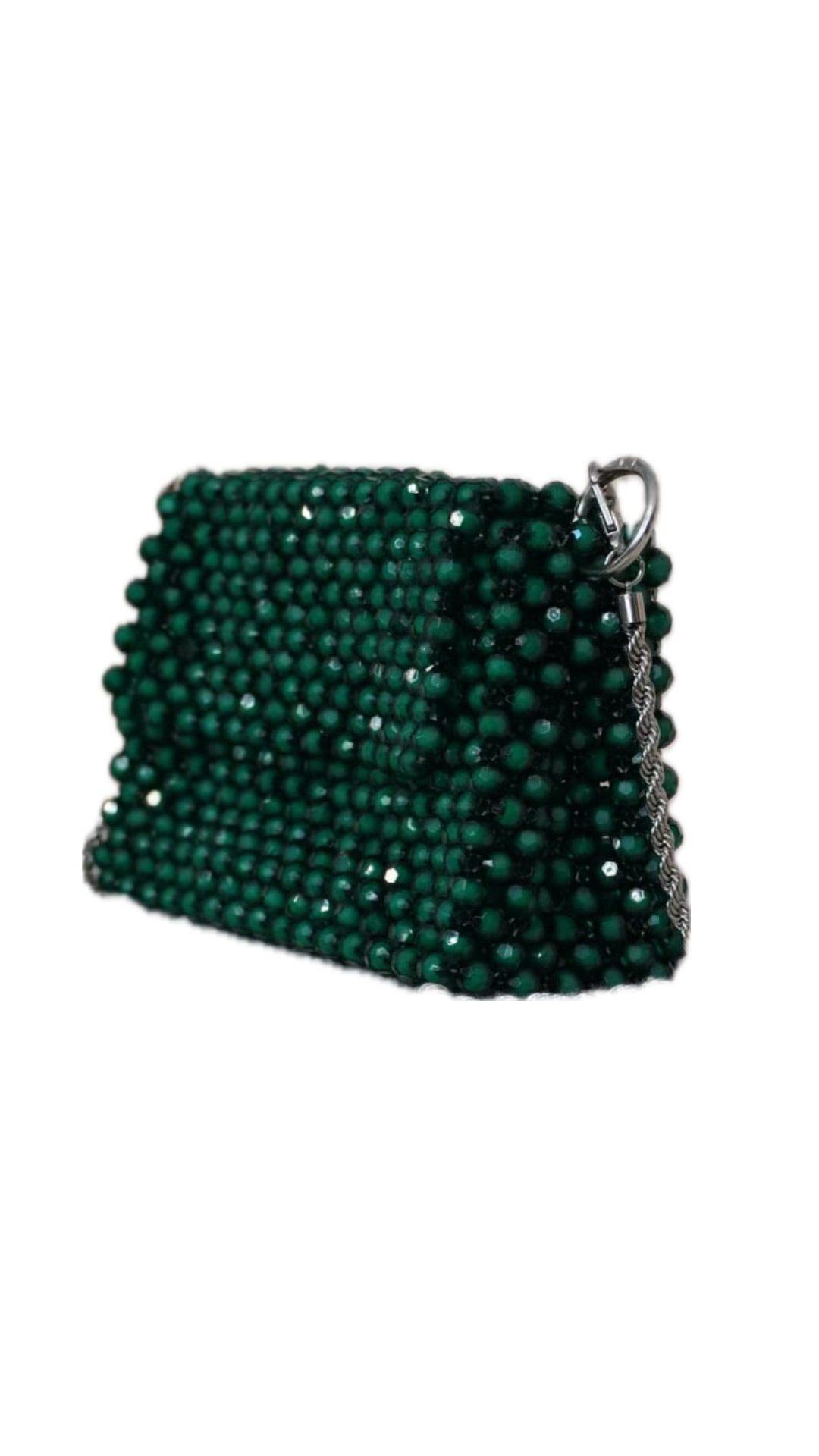 Borsa verde con perle di cristallo