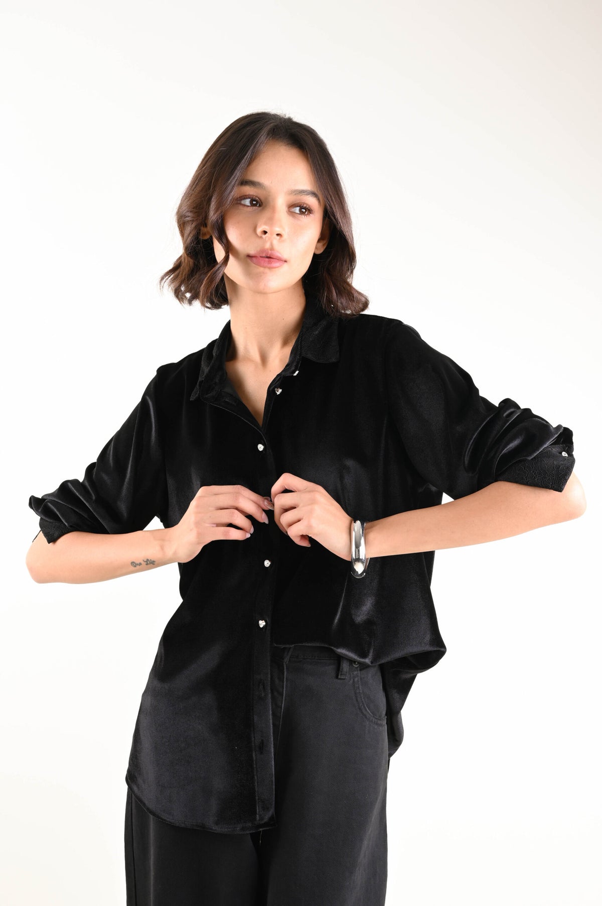 Camicia in velluto nera