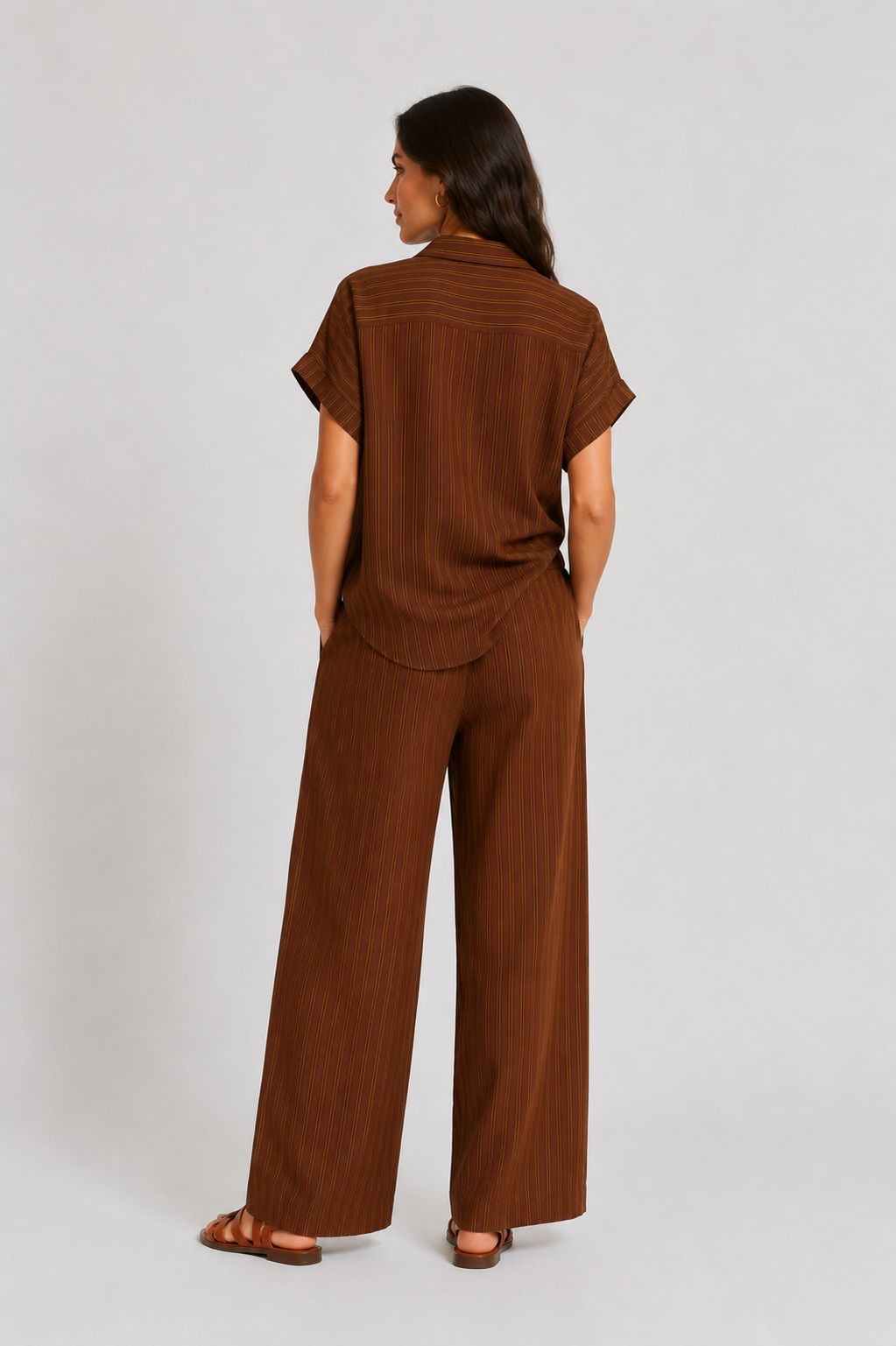 Pantaloni a righe dritti con elastico in vita Vanchi