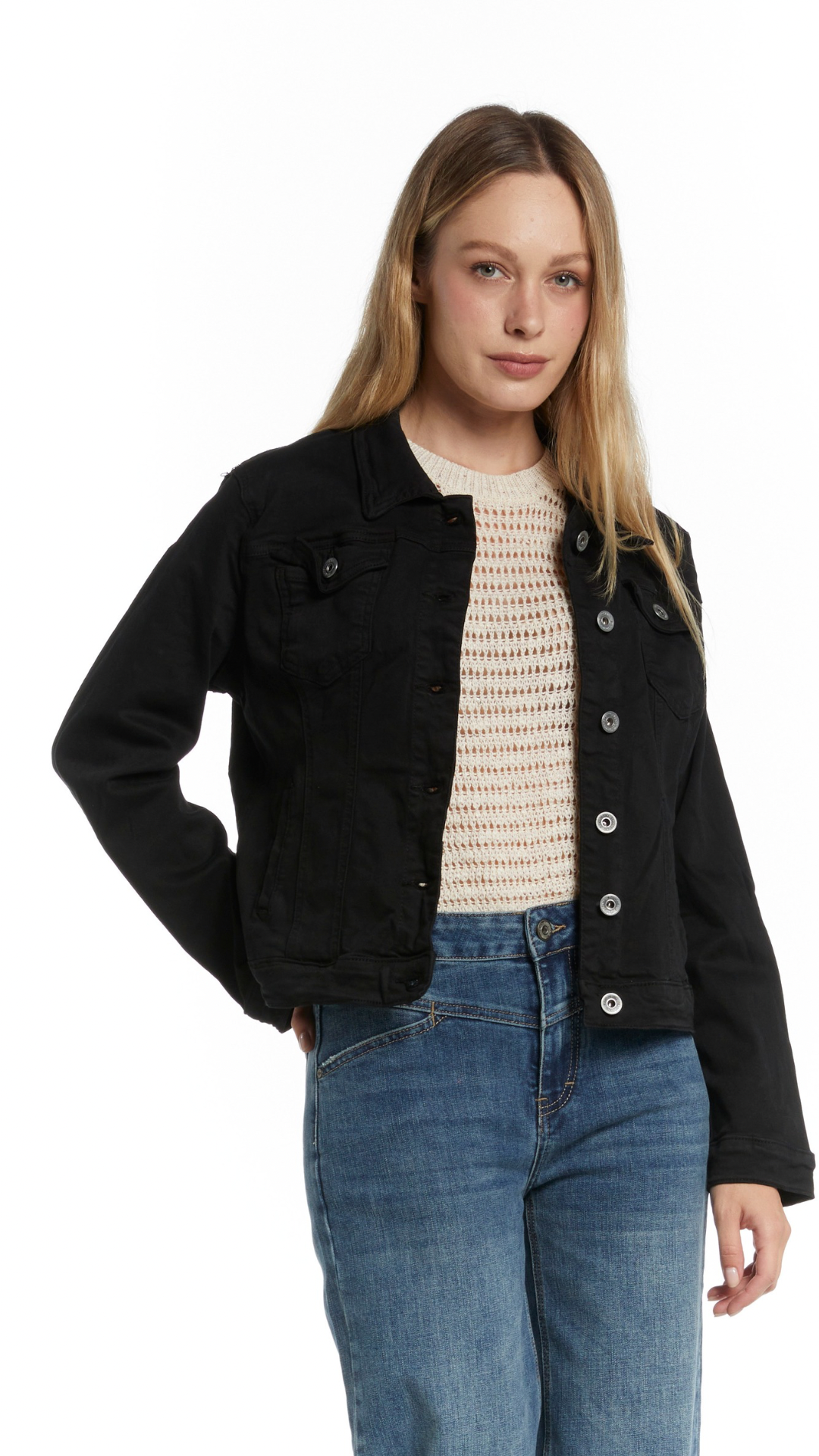 Giacca di jeans nera Vanchi