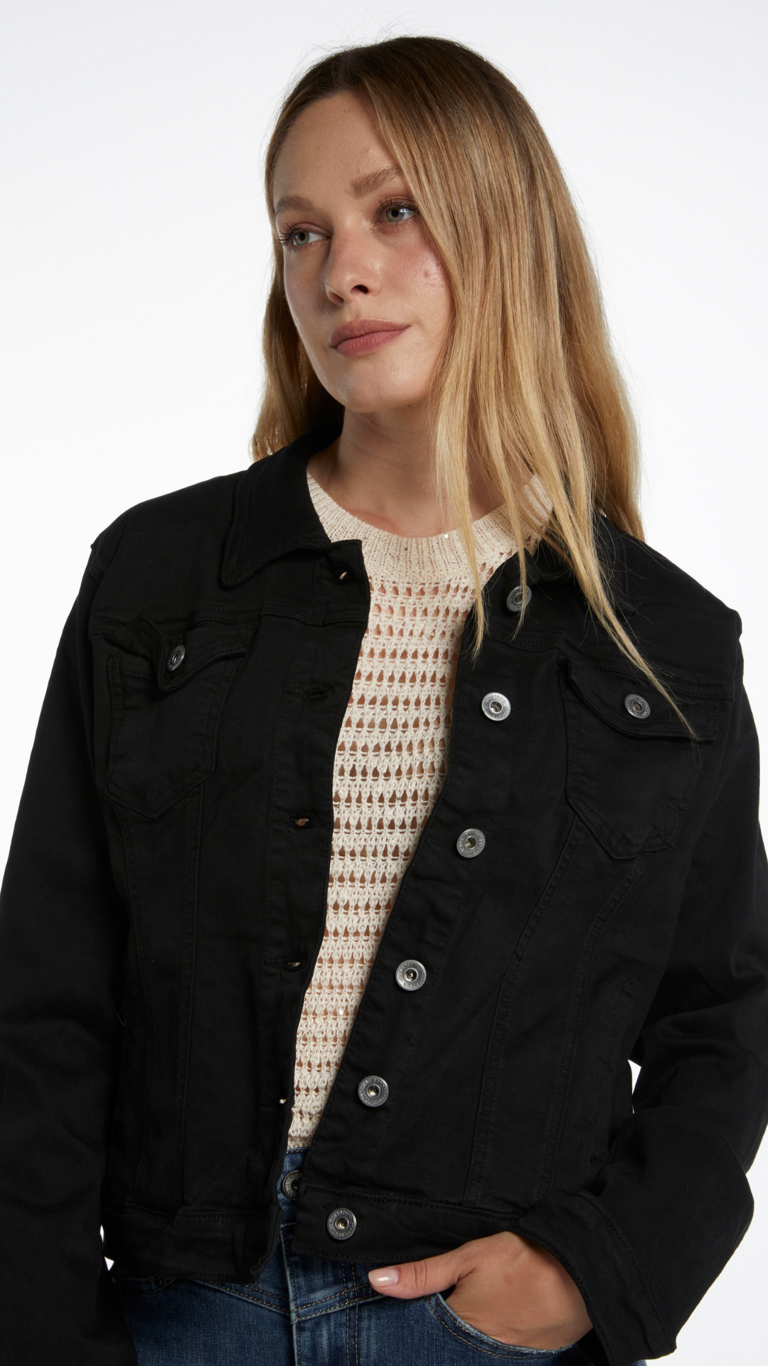 Giacca di jeans nera Vanchi