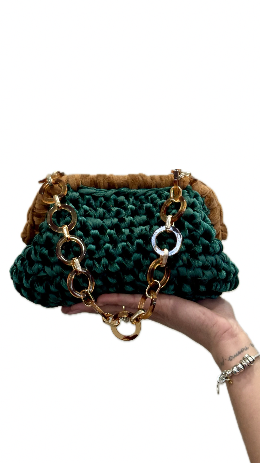 Clutch bag in velluto Esmeralda