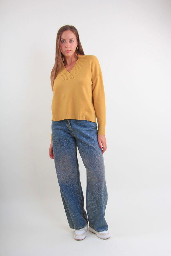 Jeans Wide-leg con strass Vanchi
