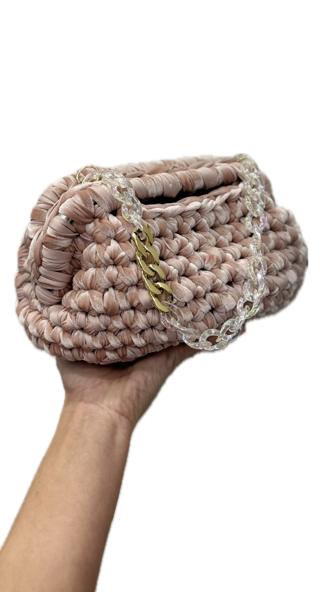 Clutch bag velluto rosa Ginevra