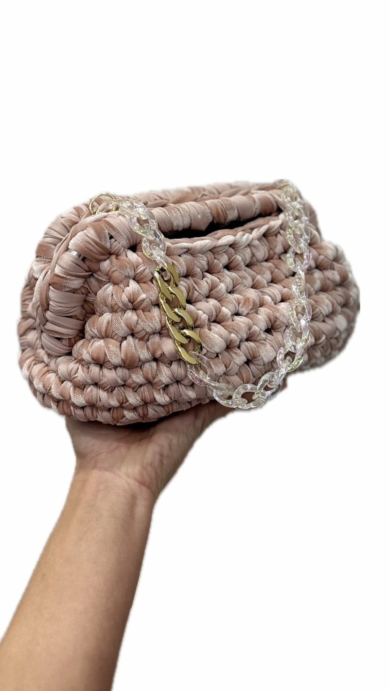 Clutch bag velluto rosa Ginevra Vanchi