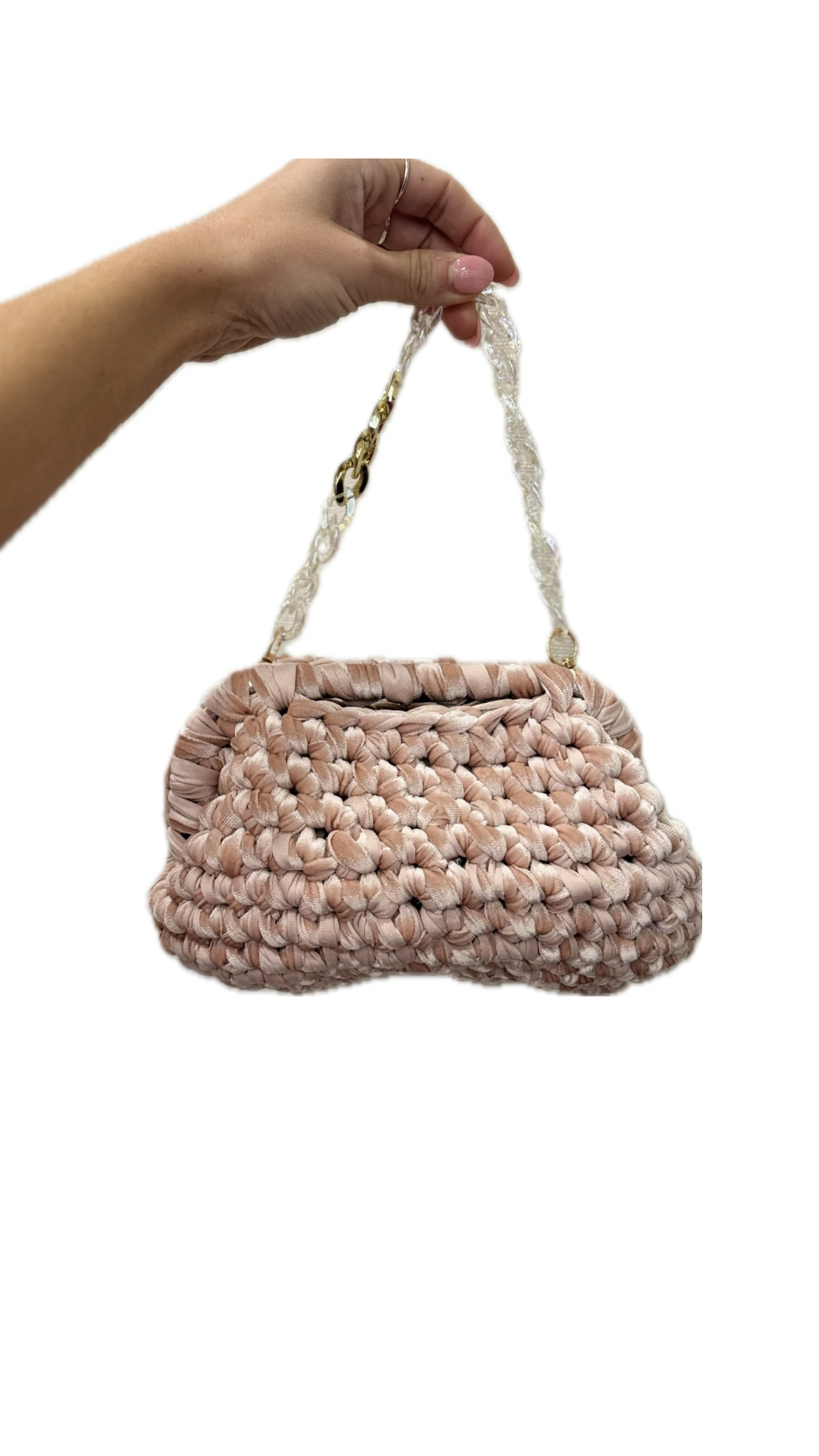 Clutch bag velluto rosa Ginevra