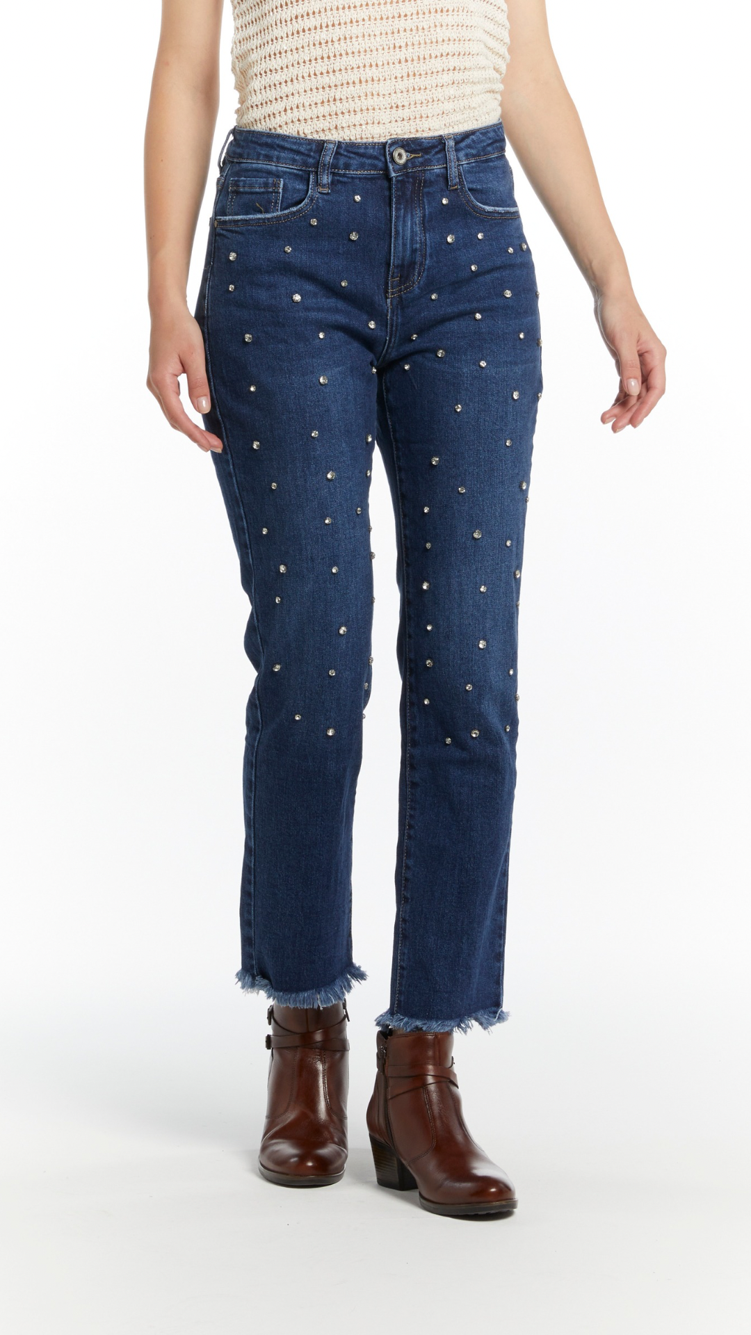 Jeans mom Fit con strass
