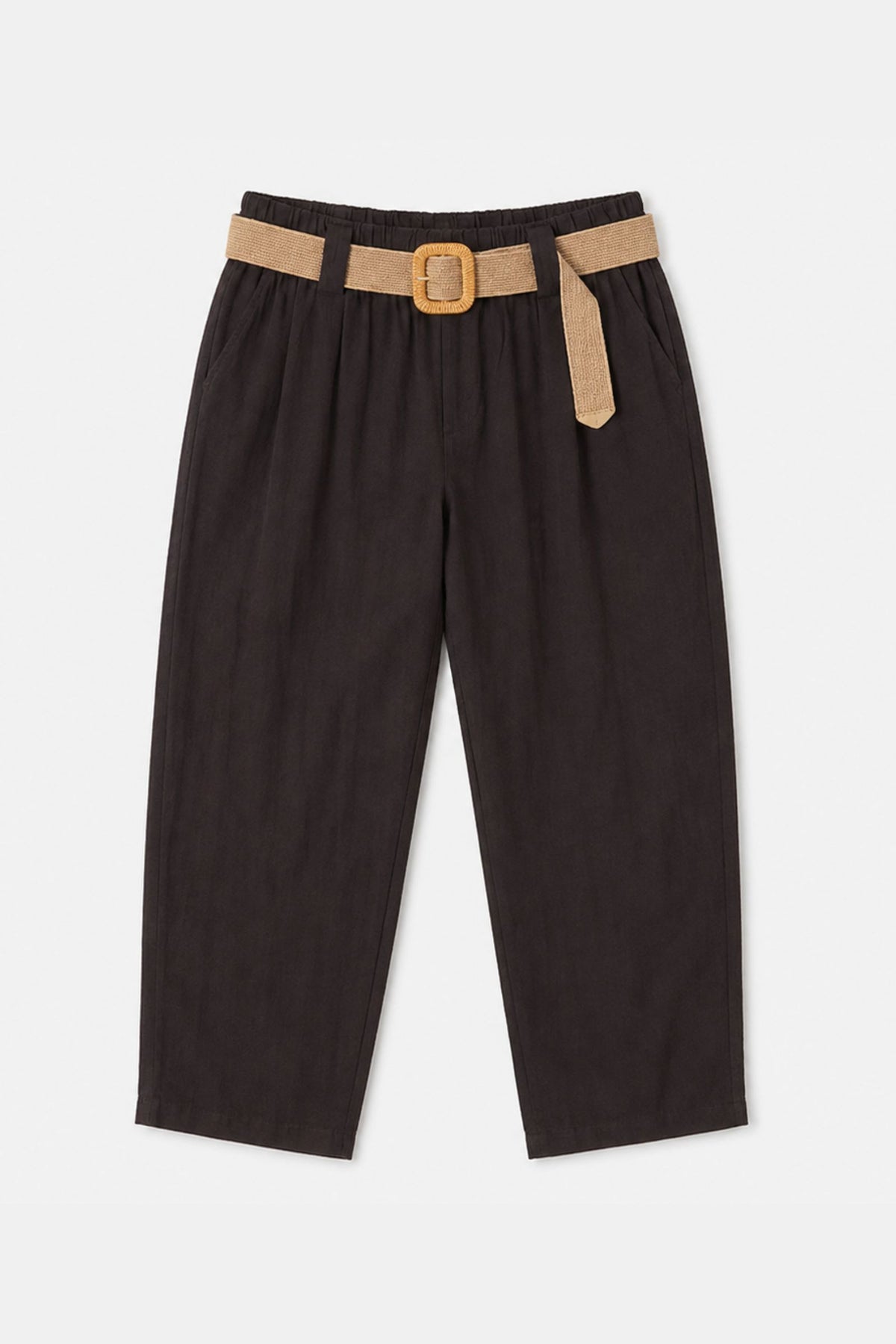 Pantaloni con cintura in misto lino Vanchi