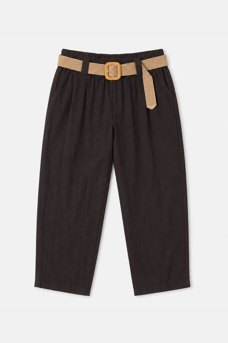 Pantaloni con cintura in misto lino Vanchi