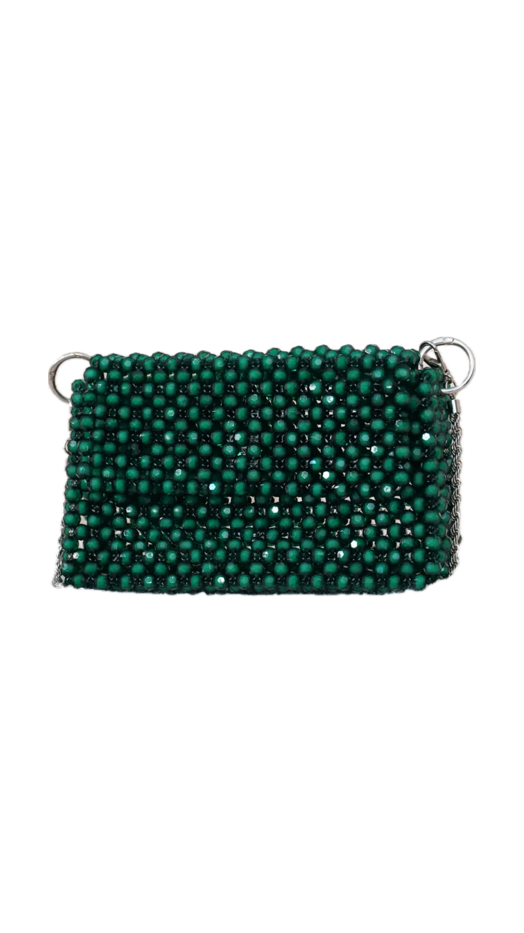 Borsa verde con perle di cristallo