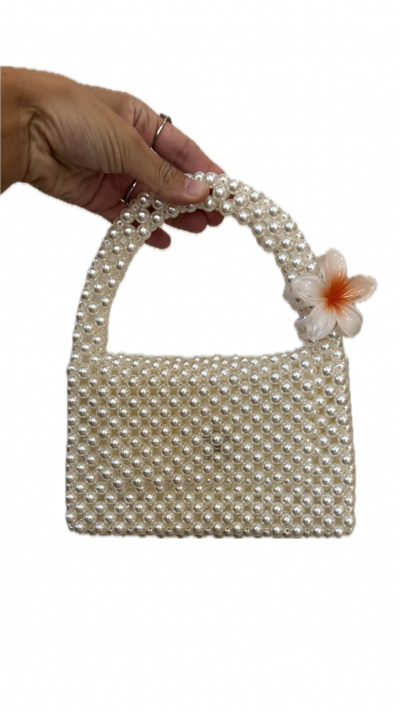 Borsa con perle di cristallo bianche Vanchi