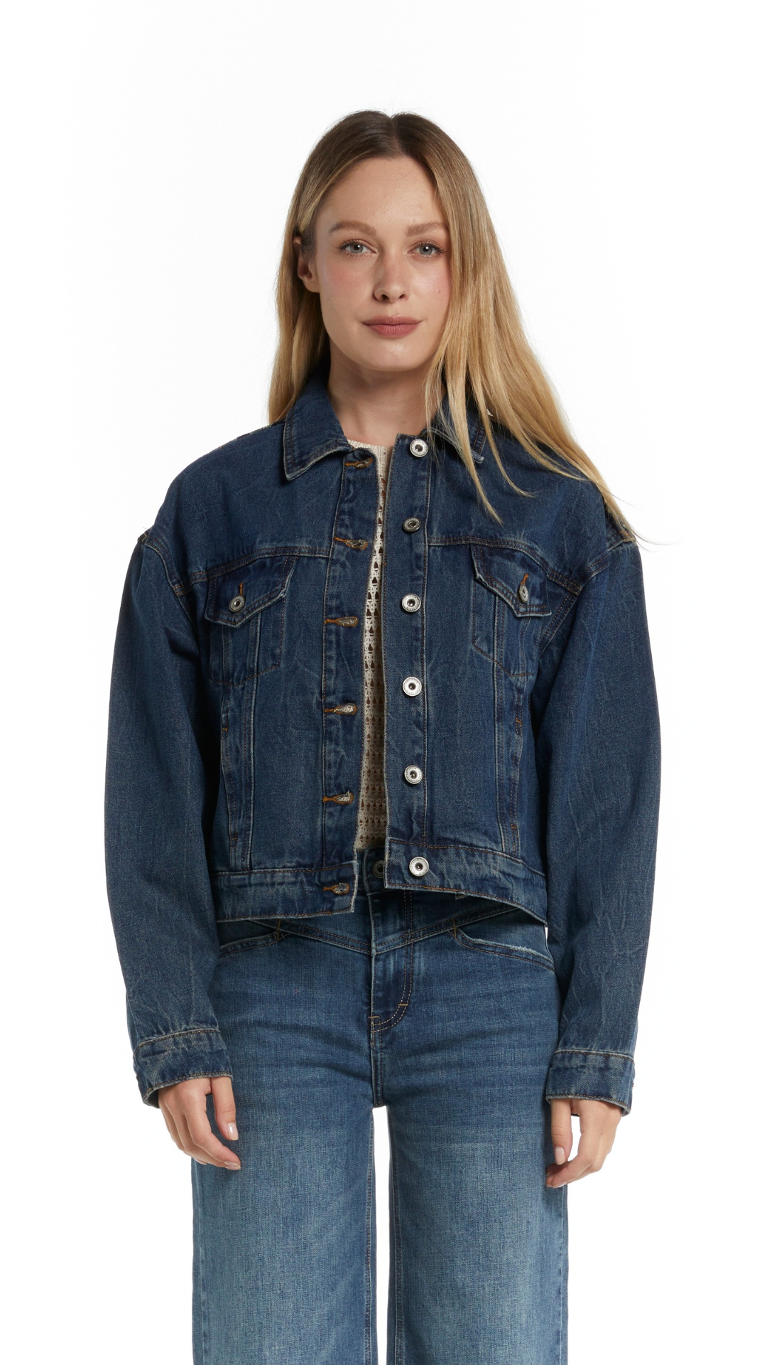 Giacca di jeans blu scuro Vanchi