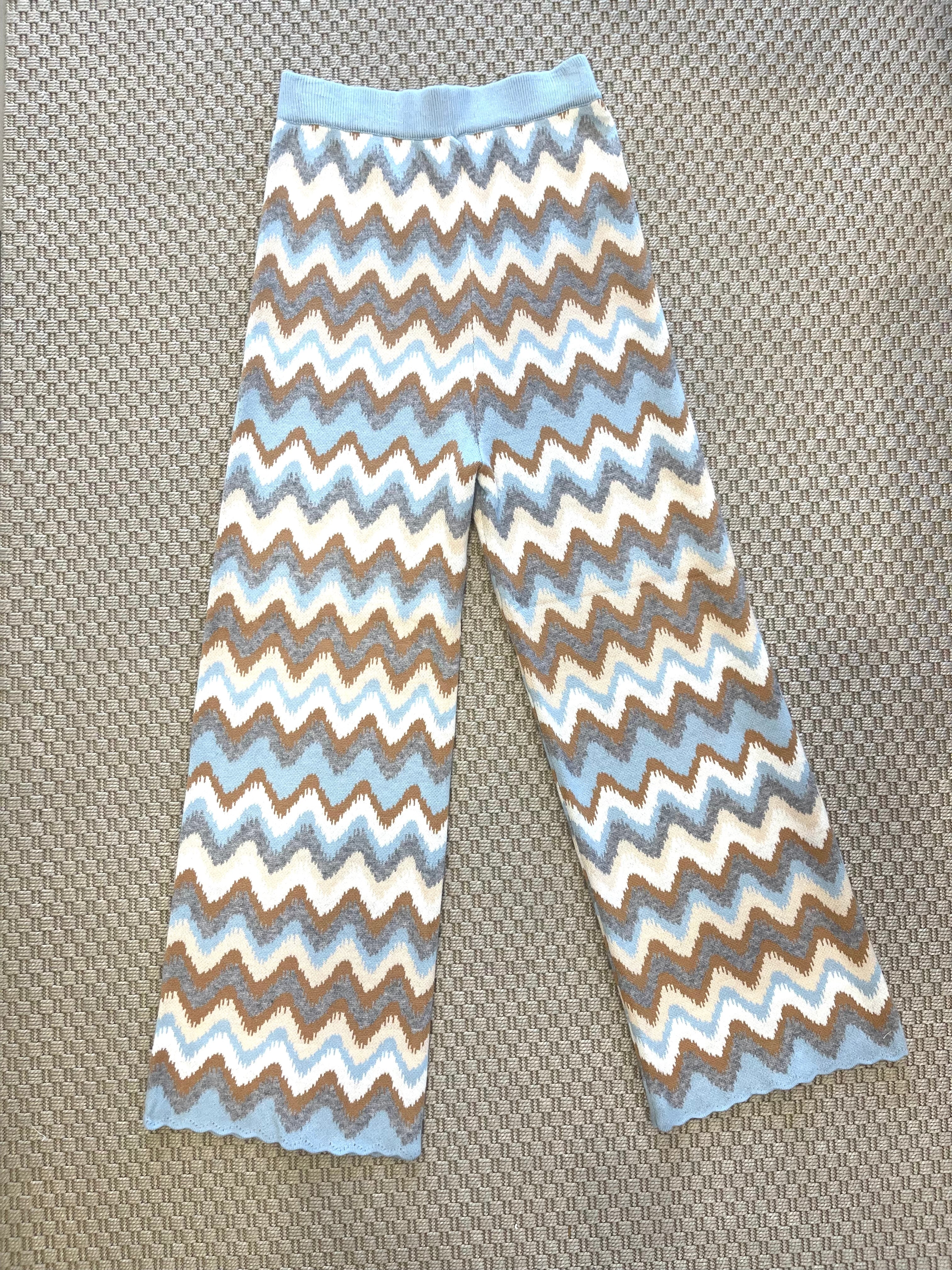 Pantalone a palazzo fantasia zig zag